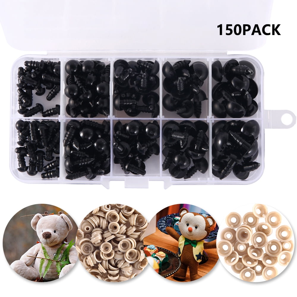 100Pcs Cute Black Plastic Noses Noses For Teddy Bear Puppy Stuffed Animal Toy 