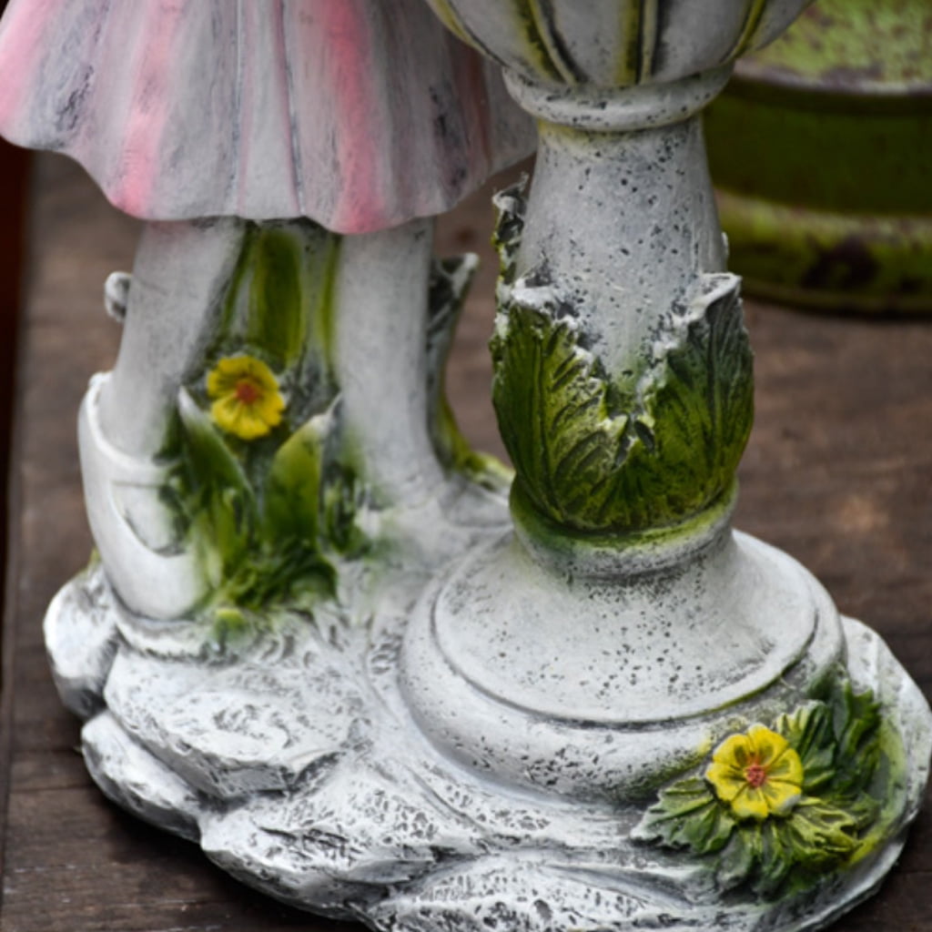 Garden Fairy Angel Statue Resin Craft Landscaping Figurine Sculpture with Solar LED Light Outdoor Decorations