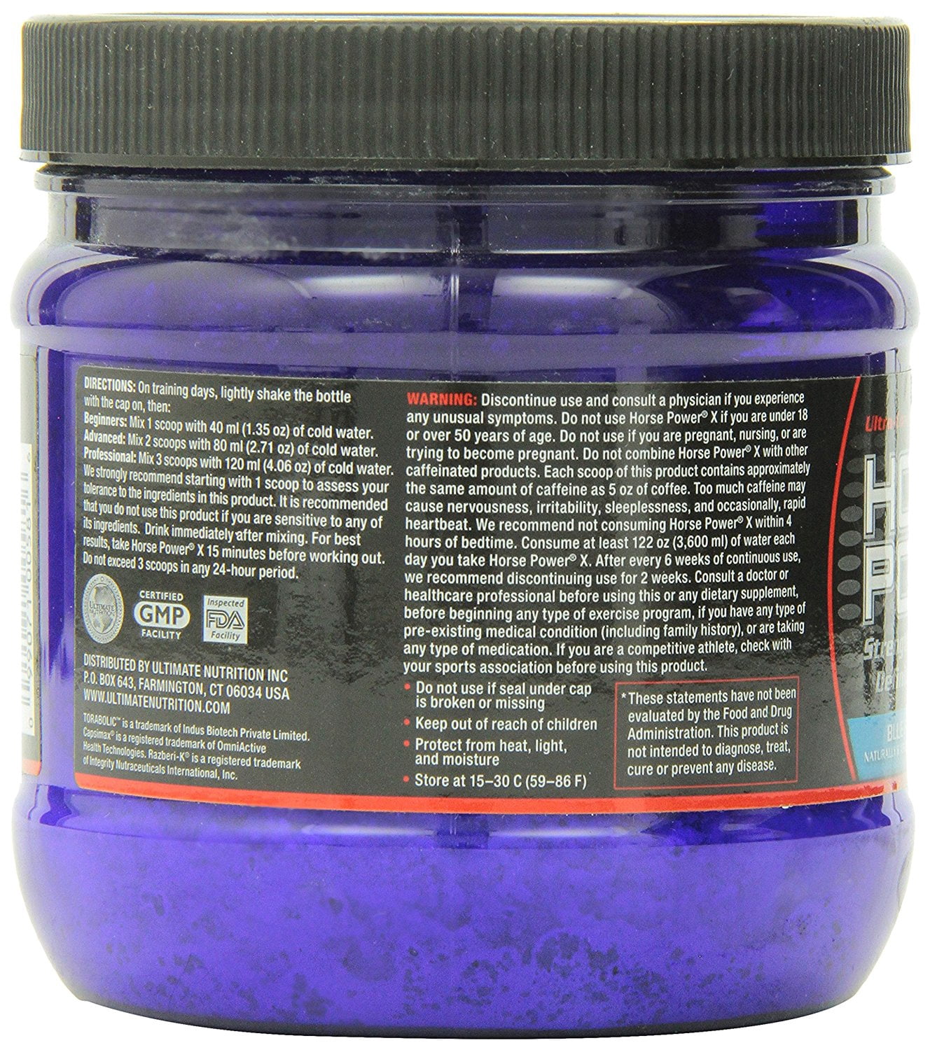 Ultimate Nutrition Horsepower X Advanced Pre-Workout Powder Supplement -225g