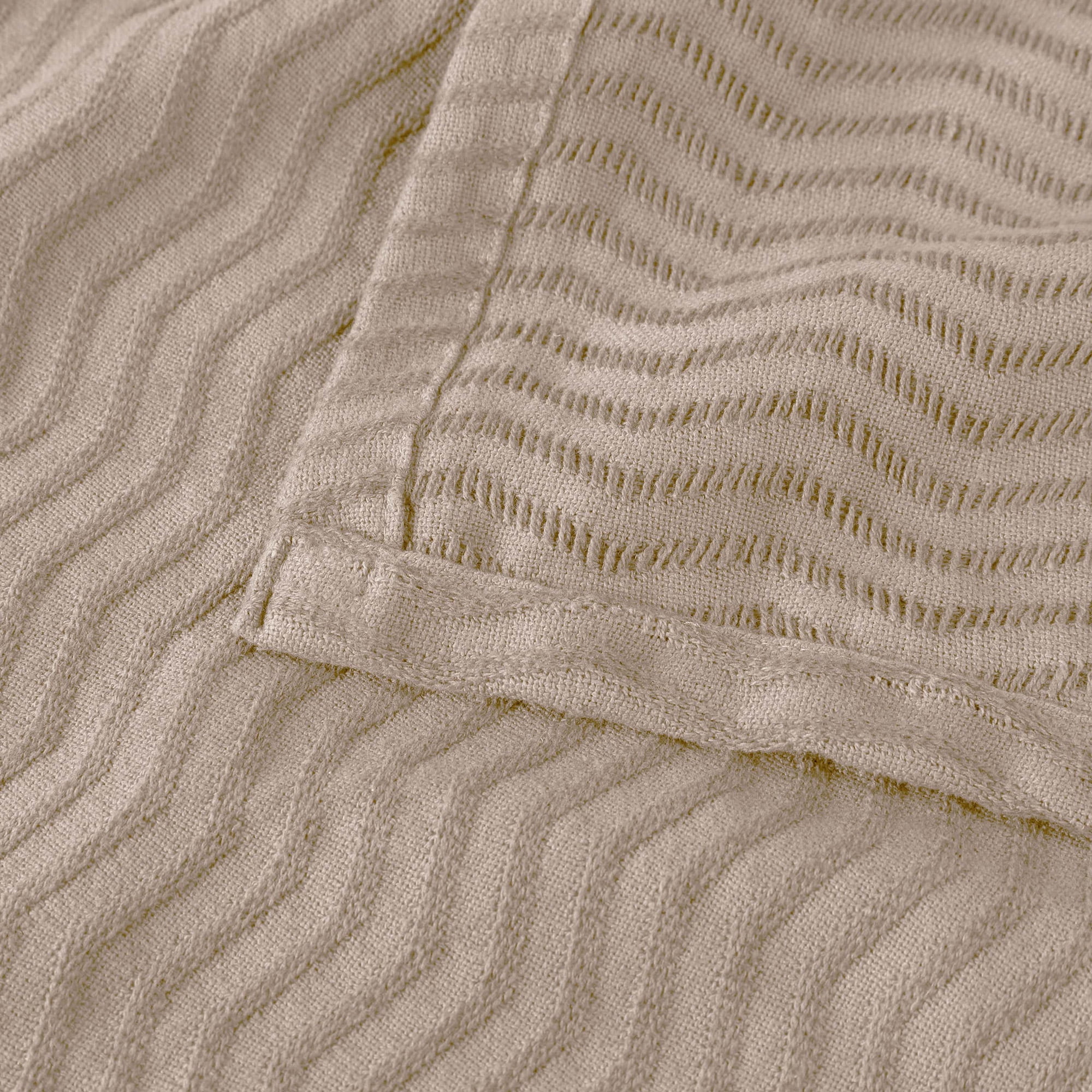 Superior Jena Cotton Textured Chevron Woven Blanket, Twin, Khaki