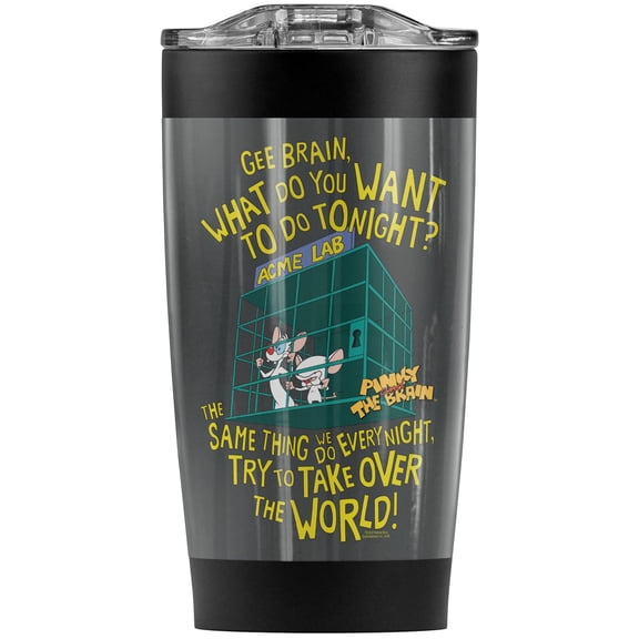 Pinky And The Brain The World Stainless Steel Tumbler 20 oz Coffee Travel Mug/Cup, Vacuum Insulated & Double Wall with Leakproof Sliding Lid | Great for Hot Drinks and Cold Beverages