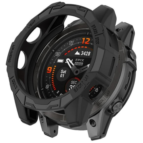 Tpu Watch Case For Garmin Epix Pro (gen 2) 47mm/fenix 7 Pro/fenix 7, Anti-scratch Hollow CoverBlack