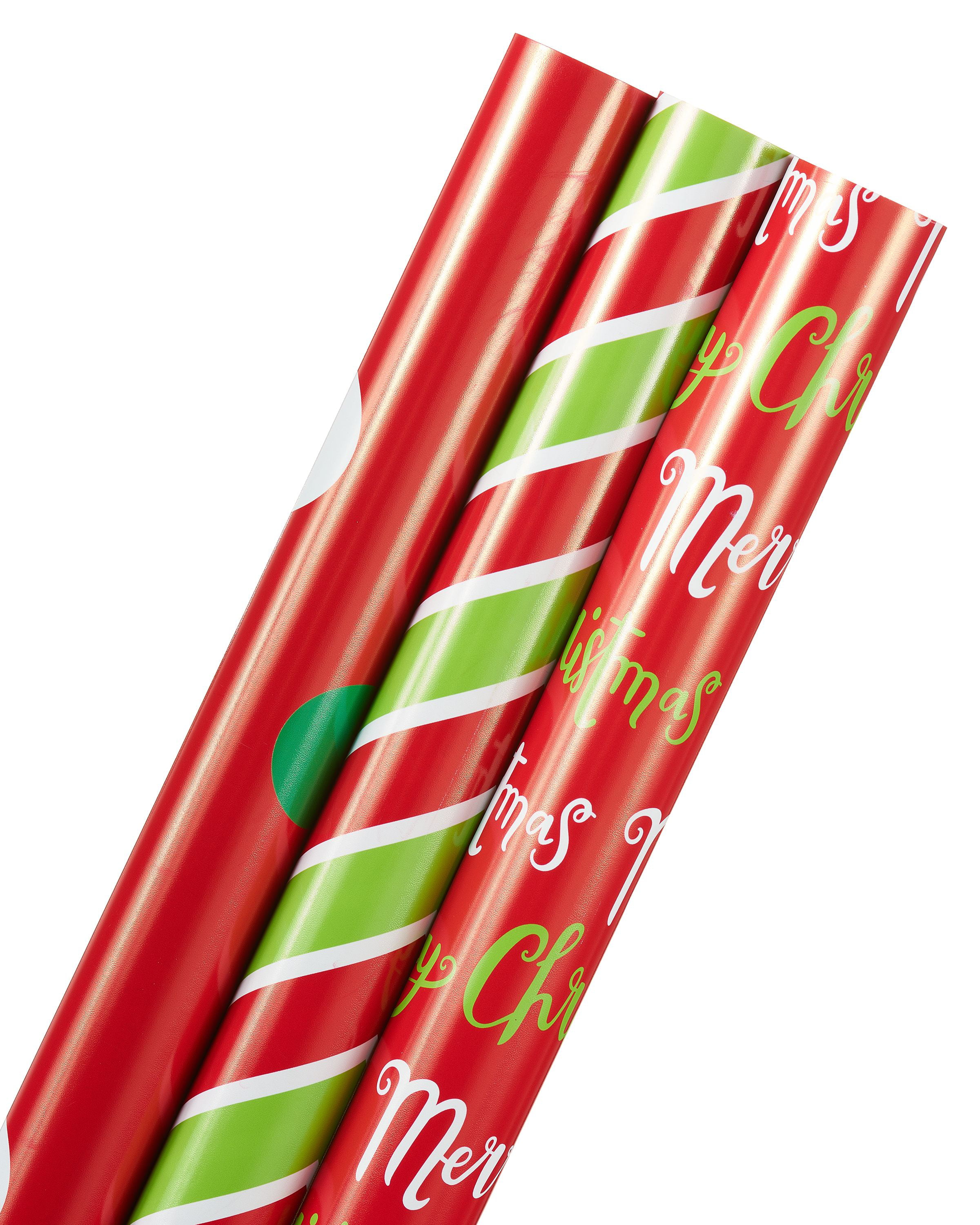 Merry Christmas Lettering Chevron Stripes And Dots Christmas Wrapping Paper 3 Roll Brickseek