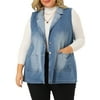MODA NOVA Juniors Plus Size Spring Sleeveless Denim Vests Jacket with Pockets