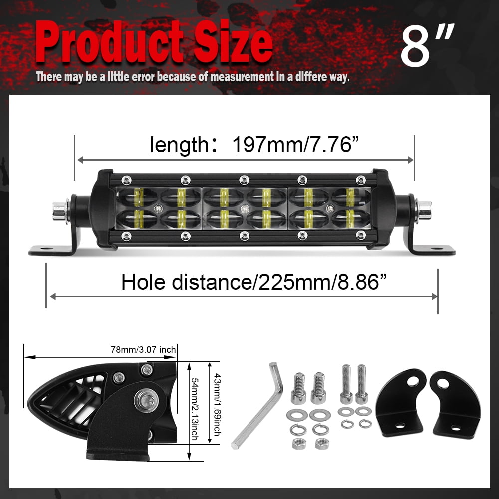 Colight 6D LED Light Bar 8 Inch 180W LED Work Light Bar Spot Flood ComboDriving Fog Off Road SUV ATV UTV Boat