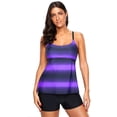 thumbnail image 3 of Haut Tankini à Dos Croisé Imprimé Color Block avec Short de Bain (M-TTTG), 3 of 5