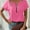 Pink, variant on MORTTIC Women's V-Neck Zipper Top, Solid Color Short Sleeve Blouse for Office or Daily Wear, S