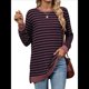 thumbnail image 3 of Camisa Informal de Larga A Rayas para Mujer, , con Cuello Redondo, Ajustada, Holgada, Básica Rojo y Negro M, 3 of 10