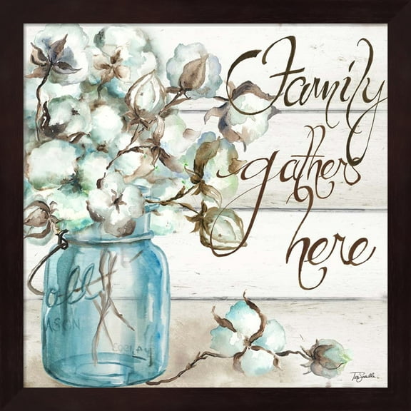 Great Art Now Cotton Boll Mason Jar I Family by Tre Sorelle Studios Framed Wall Art 13"W x 13"H