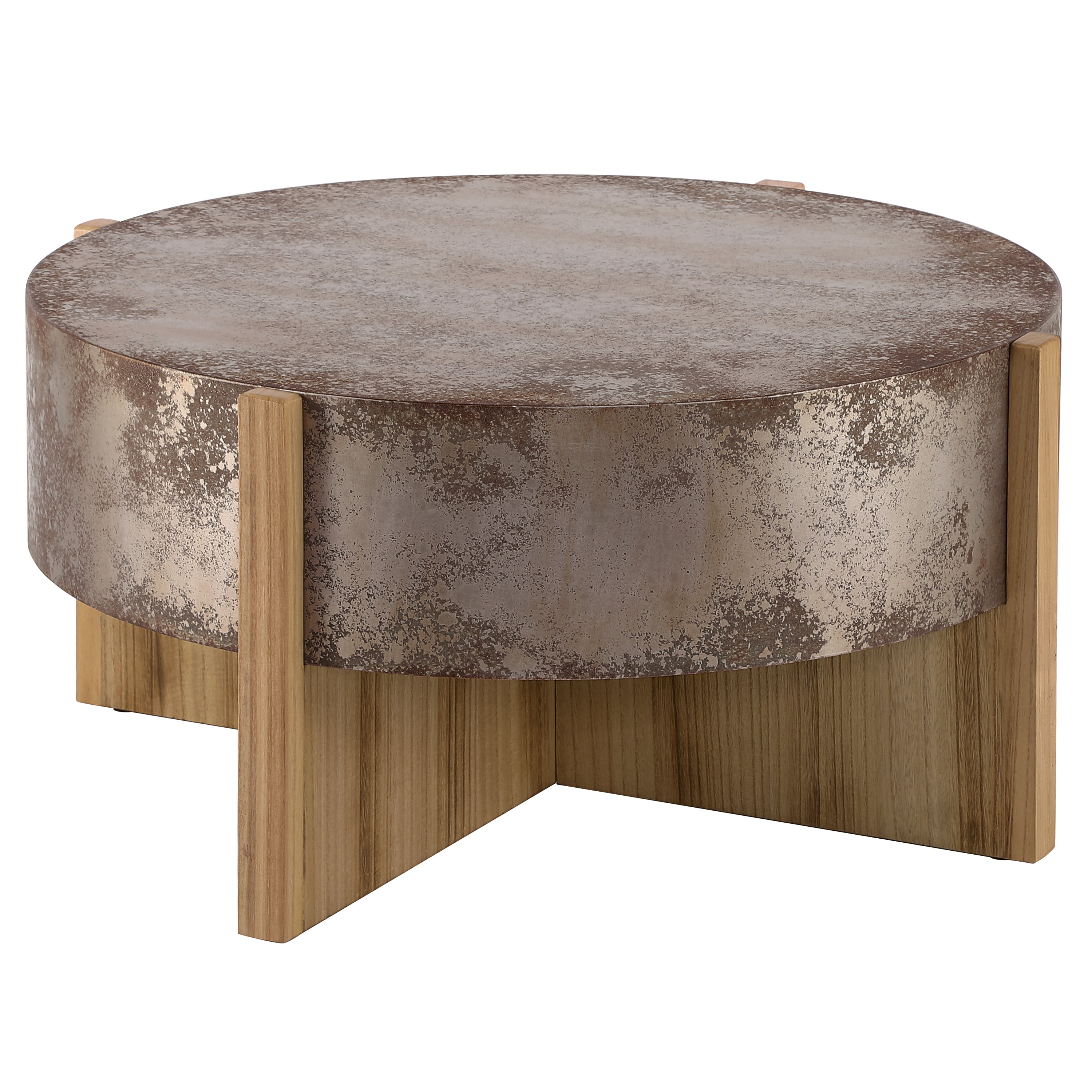 Euroco Round Coffee Table, 31.3" Modern Accent Tea Table with Burnt Wood Legs, Circle Center Table for Living Room,Easy Assembly, Natural