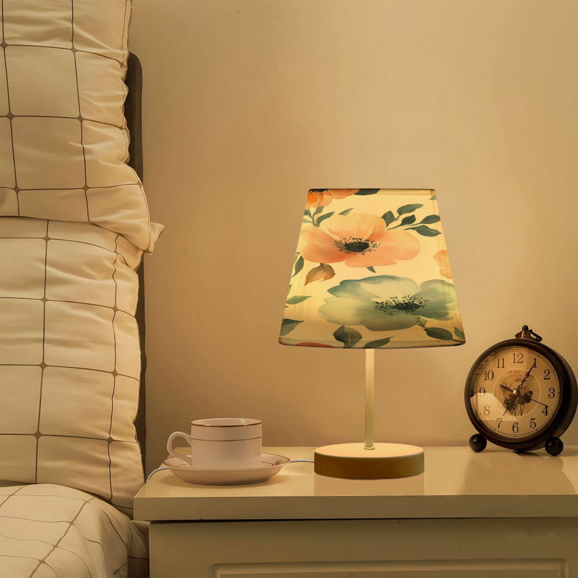 Table Lamp Small 5.9x10.8 Inches Table Lamps Night Light Tools & Home Improvement Bedroom Lamp Guest Room Lamp Study Lamp Office Lamp Orange Flower Oil Painting
