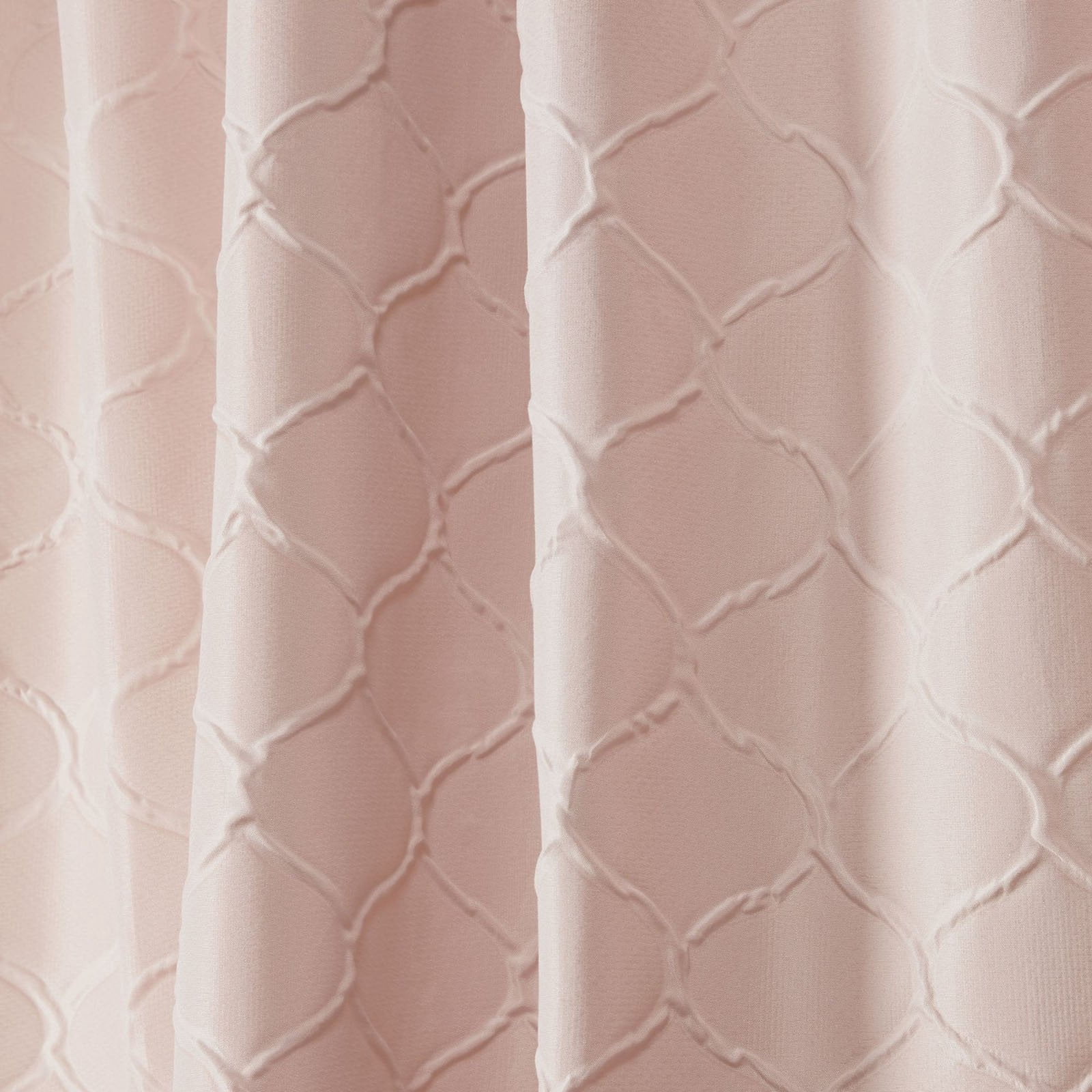 Nicole Miller Trellis Matelassé Hidden Tab/Rod Pocket Top Light Filtering Curtain Panel Pair, 54"x84", Blush