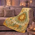 thumbnail image 6 of Smiling Sun with Moon Phases and Flowers, Dreamy Celestial Style for Sun Lovers, Botanical Solar Chart Motif and Housewarming Gift, Soft Flannel Blanket for Bedroom and Reading Nook, Home Decor, 6 of 8