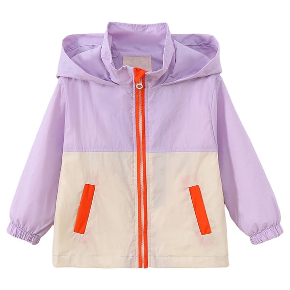Karoyedx Baby Windbreaker Jacket Toddler Rain Jacket Waterproof Zip Hooded Jackets Windbreaker Raincoats Kids Rain Jacket Purple Size,4-5 Years