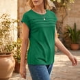 thumbnail image 3 of Womens Summer Tops Trendy 2026 Cap Sleeve T Shirts Crew Neck Pleated Front Beach Vacation Clothes Fashion Dark Green S, 3 of 5