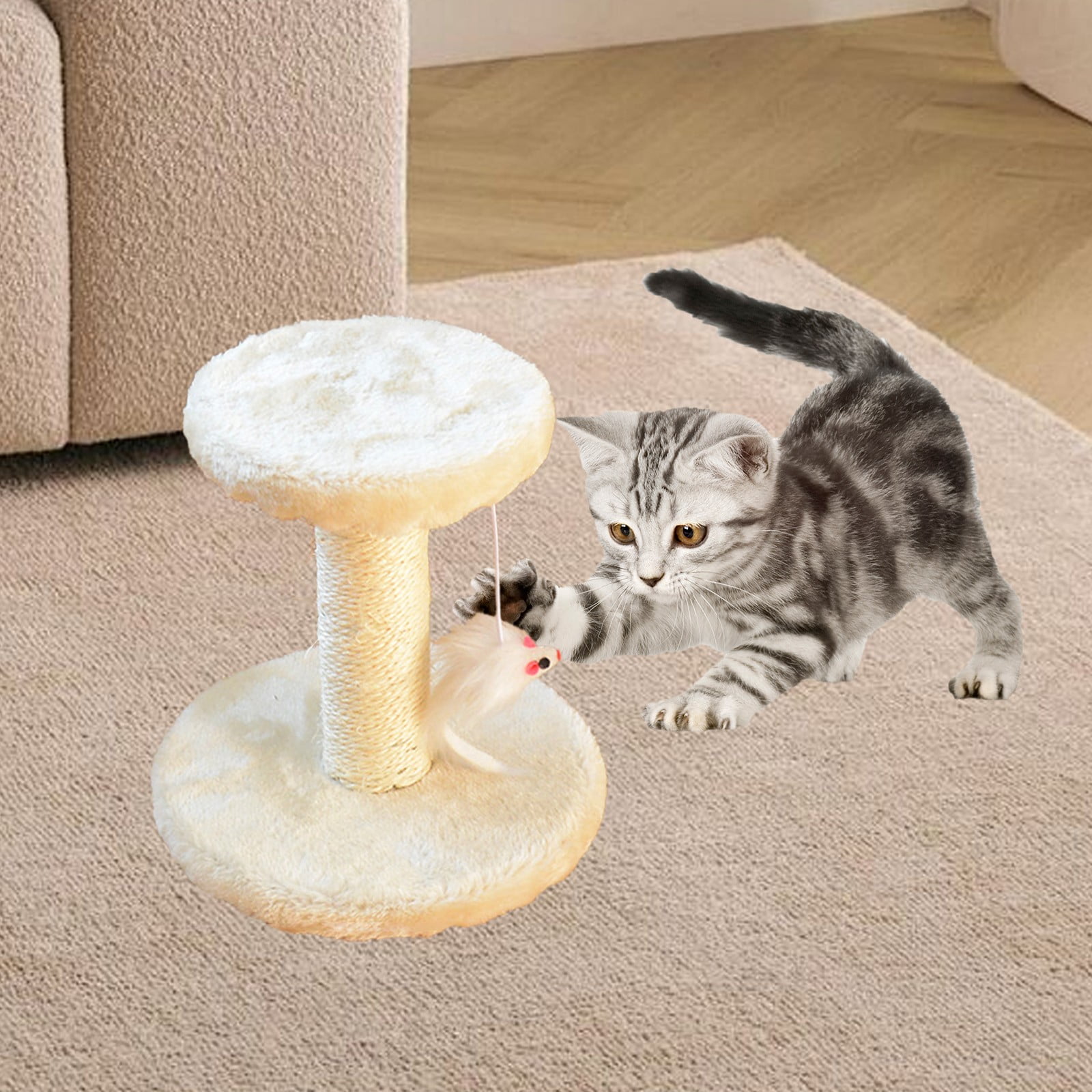 Sisal Cat Scratching Post for Indoor Cats and Kittens with Sisal Scratcher Poles, Post Cats Climbing Frame Cats Tree Small Cats Toy Cats Jumping Terrace Corpuscle Board