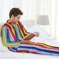 thumbnail image 6 of Goofa Yellow Blue Mexican Blanket Stripes for 2-piece Loungewear Set Men’s Sleepwear Set Soft PJs Cozy loungewear Comfy Sleep Set Winter Pajamas-Small, 6 of 7