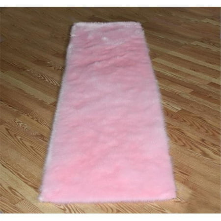 Eros UNPK66 Eros 3 x 5 Rectangle Faux Flokati Shag Rug - Pink