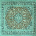thumbnail image 1 of Ahgly Company Indoor Square Persian Turquoise Blue Traditional Area Rugs, 8' Square, 1 of 4