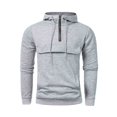 thumbnail image 4 of MHFRRA Sudadera con Capucha de Manga Larga Informal con Cuello Redondo y Cremallera para Otoño E Invierno para Hombre Negro, 4 of 4
