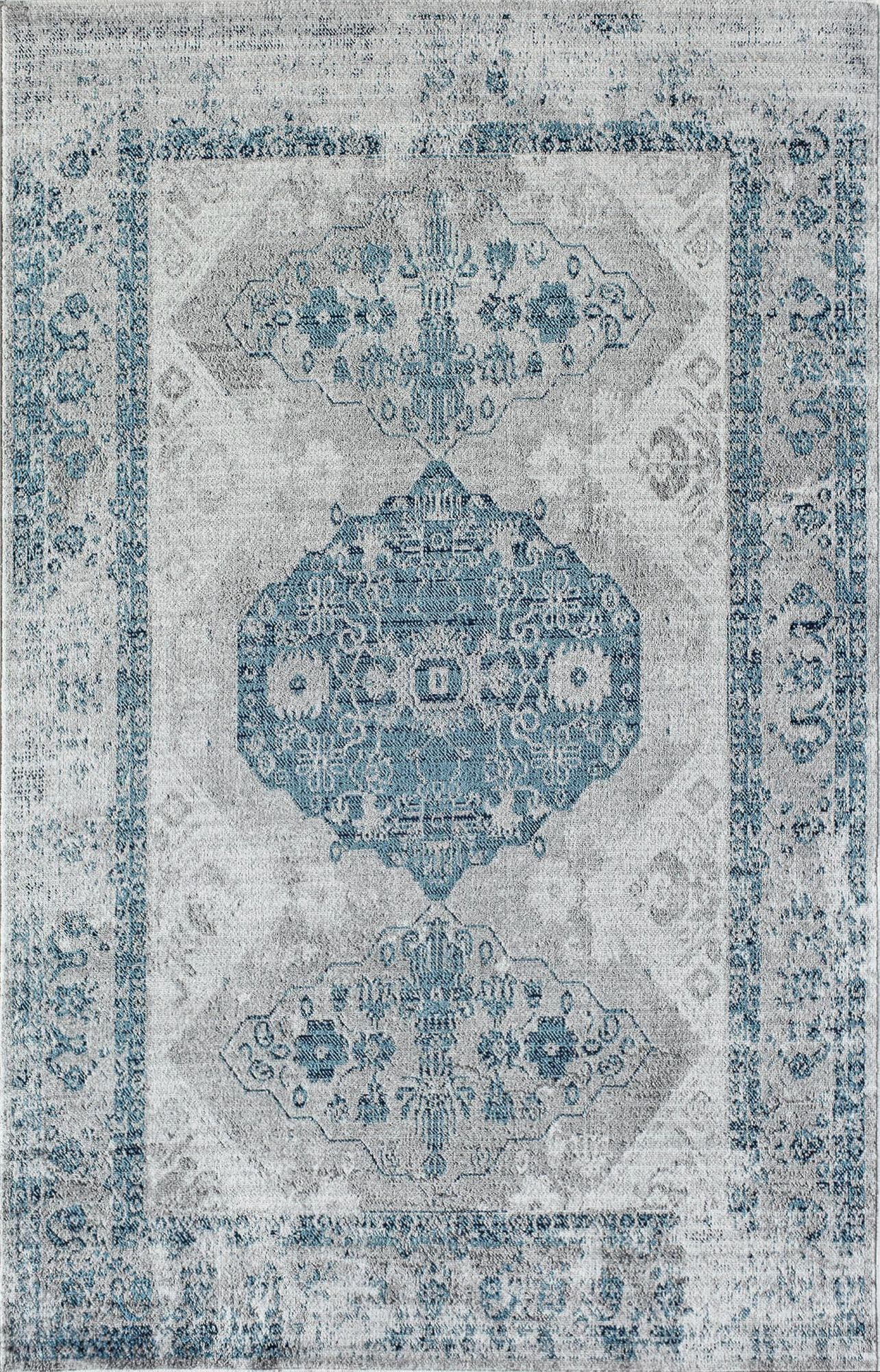 Freida FY25A Blue Grey Vintage Farmhouse Gray Area Rug, 8'x10'