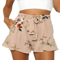 thumbnail image 1 of Plus Size Women Summer Beach Shorts Chiffon Flora Mid Waist With Pockets, 1 of 6