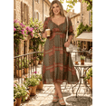 thumbnail image 3 of Plus Size Midi Dress for Women Casual, Boho Printed Empire Waist Dress with Half Sleeves Flowy A Line Dress, 3 of 7