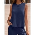 thumbnail image 4 of Women'S Summer 2 Piece Outfits Sleeveless Top Wide Leg Pants Lounge Beach Travel Sets XXL, 4 of 9