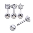 thumbnail image 3 of 4 Piezas de Cristal Inoxidable Tragus Labio Pendientes Pendientes Barras, 3 of 6