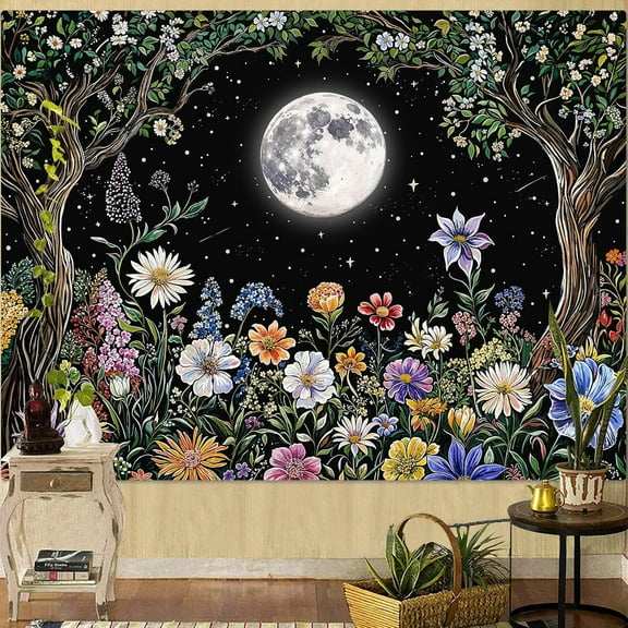 JANS.NO1 Sun Moon Tapestry Celestial Wall Art Tapestries Boho Hippie Room Decor Aesthetic Wall Hanging for Bedroom Dorm Mystical Cosmic Art 29 x 37 Inch