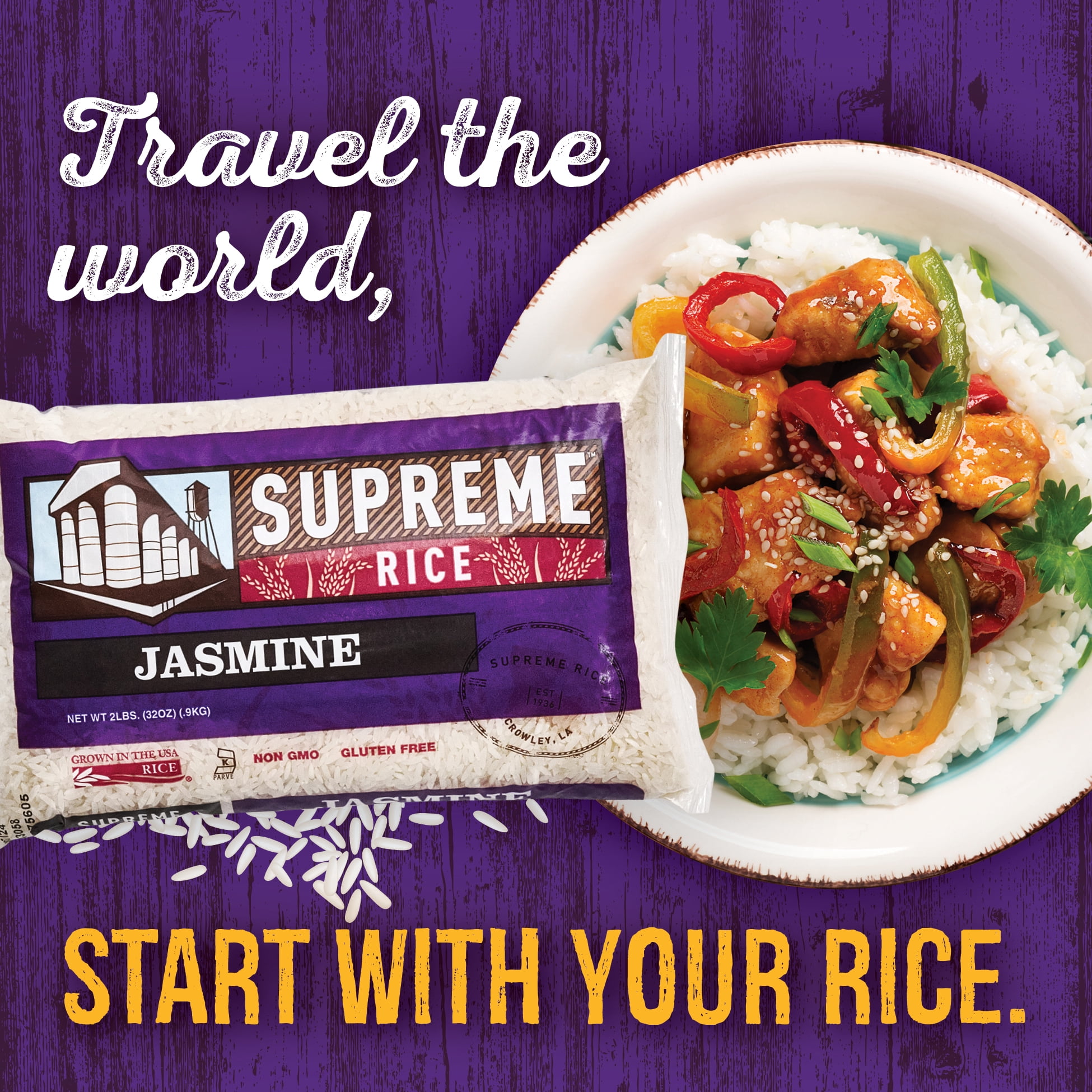 (3 pack) Supreme Rice 2lb Bag of Aromatic Jasmine Rice