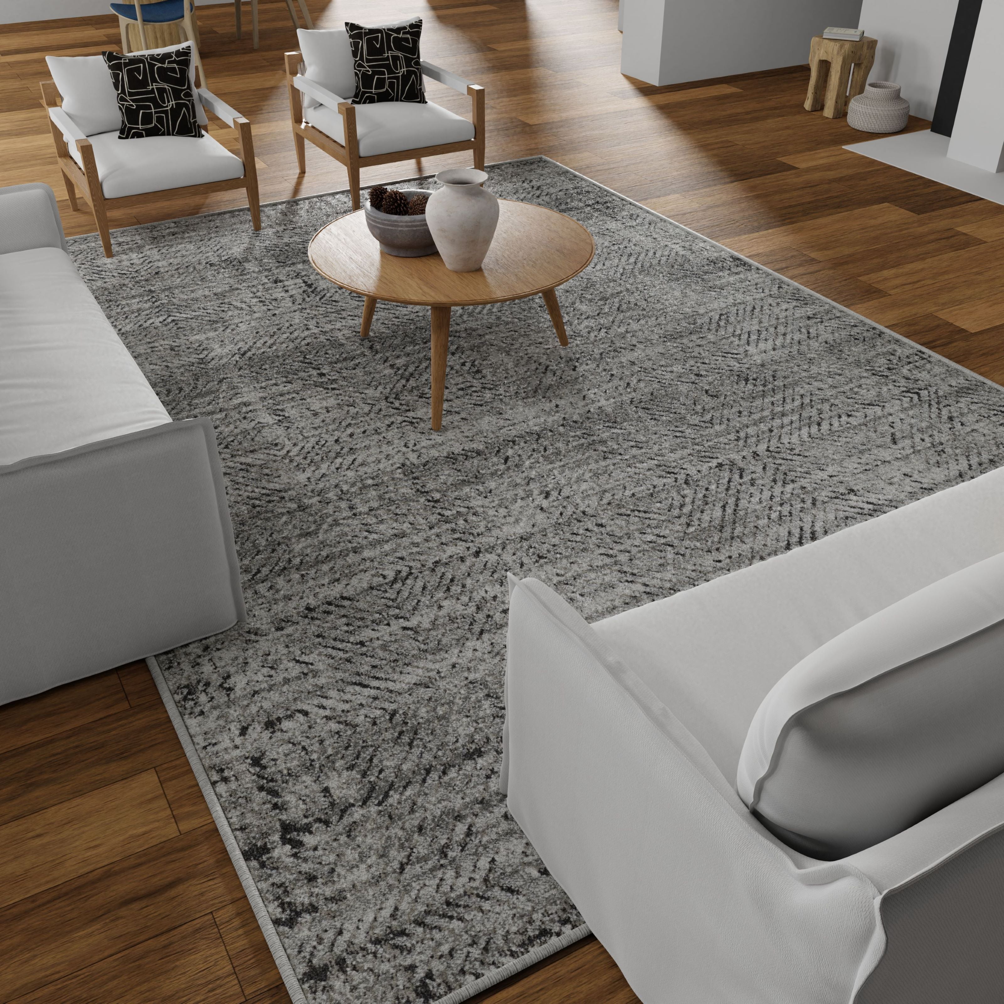 Loomaknoti Aysal Azebella 3' x 5' Gray Geometric Indoor Accent Rug