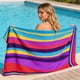 thumbnail image 1 of CaiYueKe Oversized Beach Towel 80x160cm Striped Quick Dry Sand Shaking Towel for Swimming Pool Travel Camping Soft Absorbent Polyester Towel for Adults Men Women Lightweight Portable Washable, 1 of 7
