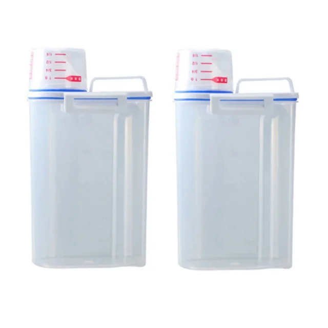2Pack Rice Storage Container 10lb - Airtight Dry Food Cereal Containers With Lids And Handle Spout - Flour Containers Clear Pasta Containers For Pantry