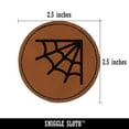 thumbnail image 2 of Corner Spider Web 2.5" Faux Leather Round Engraved Iron-On Patch - Brown, 2 of 6