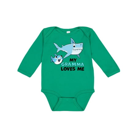 

Inktastic My Gramma Loves Me with Cute Sharks Gift Baby Boy or Baby Girl Long Sleeve Bodysuit