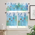 thumbnail image 3 of Christmas Kitchen Curtains and Valances Set, Rod Pocket Curtains Tier Farmhouse Window Curtains 24 Inch Length, Xmas Pine Leaves Snowflake Blue Green Ombre 3 Piece Kitchen Curtains Set, 3 of 6