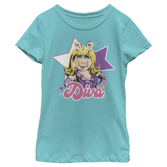 Girl's The Muppets Diva Piggy Graphic Tee Tahiti Blue Medium