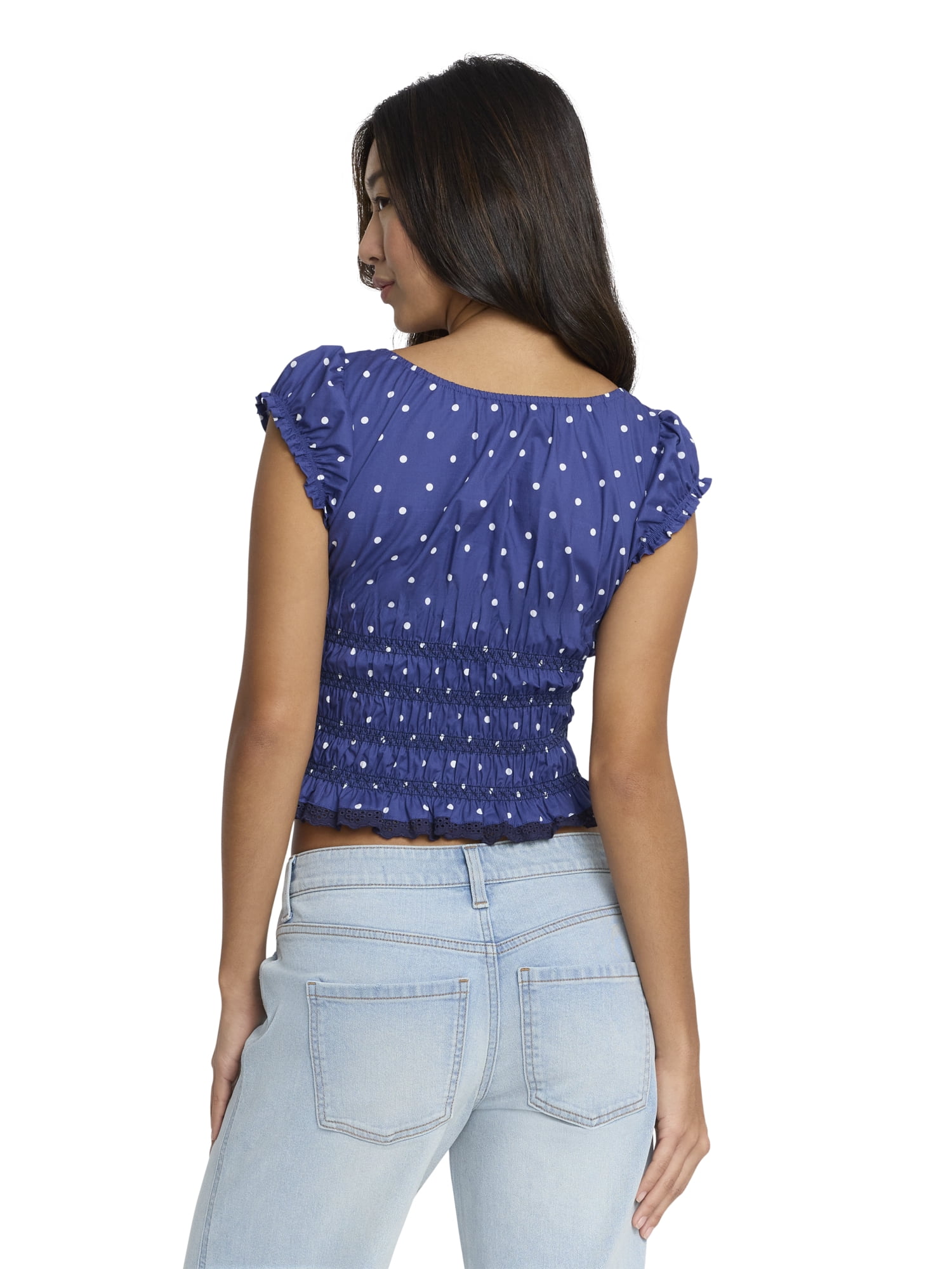 Mills by Millie Bobby Brown Women's Short Sleeve Smock Blouse, Sizes XXS-XXL