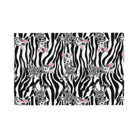 

Table Placemats Set of 6 - cute zebra cartoon funny print 12x18 In Faux Linen Double Heat Resistant Place Mats Cloth Indoor/Outdoor Placemats Washable Table Mats for Dining Kitchen Party