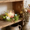 thumbnail image 3 of Easter Egg Wreath Green Plastic Little Flower Spring Candle Ring for Home Table Decor, 3 of 8