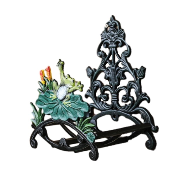 Soporte De Pared Para Manguera De Hierro Fundido – Diseño De Lirio Antiguo, Resistente Y Decorativo Para Jardín