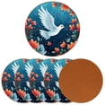 thumbnail image 2 of Peace Dove Set of 6 Round Microfiber Leather Coasters, 11x11 cm/4.3x4.3 in, Drink Coasters for Home and Office, and Water Absorbent Cup Coasters, 2 of 6