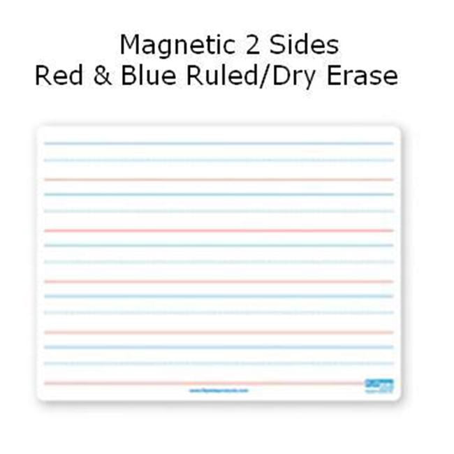 Flipside Products  9x12 Dry Erase Board Magnetic Both Sides Red &amp; Blue Ruled-Dry Erase