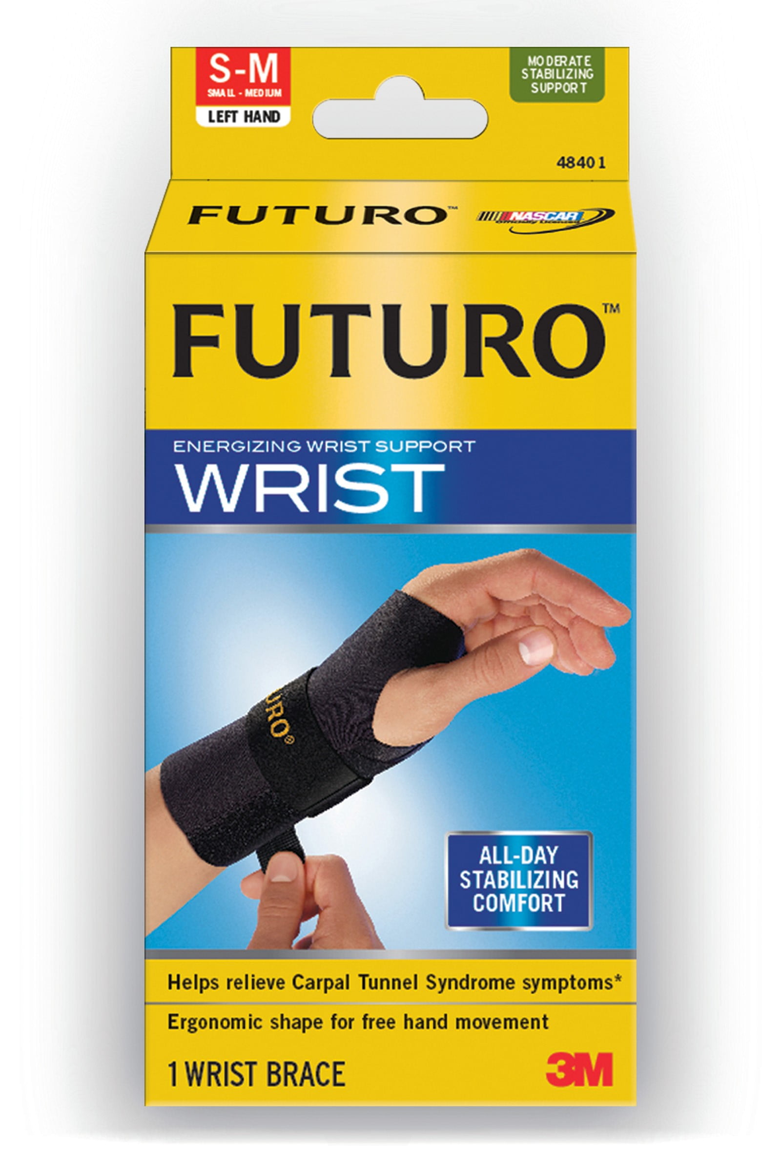 Futuro Energizing Wrist Support, Left Hand, Small/Medium, Moderate