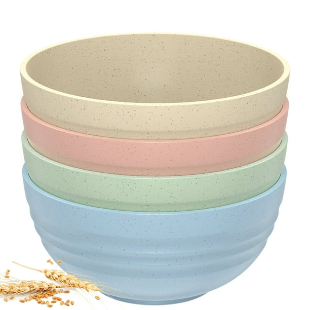 ZTOO 4 Tazones de Cereales, Tazón de Paja de Trigo, Tazones de Postre de Colores Variados para Servir Sopa, Avena, Pasta y Ensalada