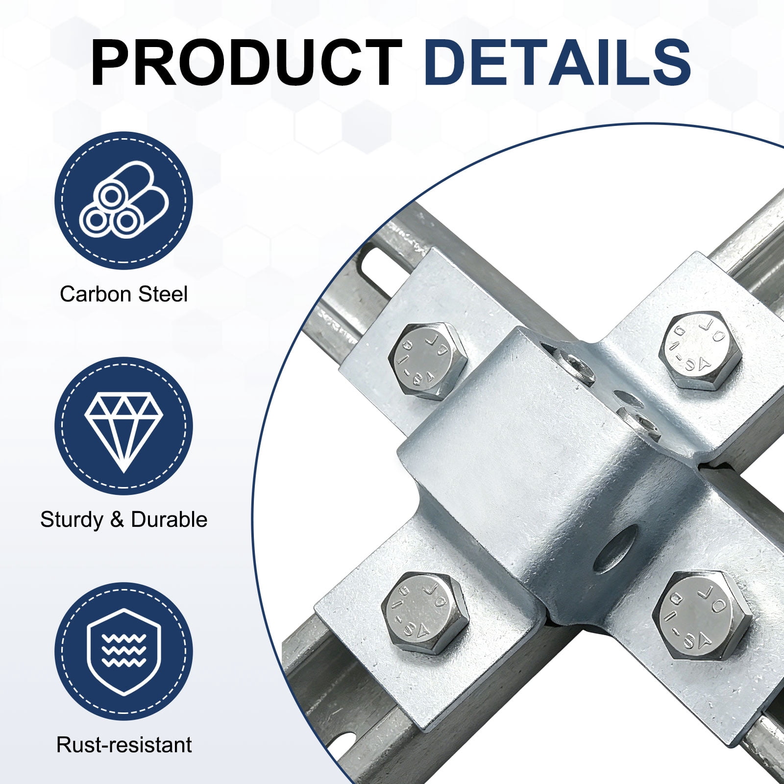 Uxcell 4pcs U Shaped Connector Bracket 3.9"x3.9" Carbon Steel Square Pipe Clamp Square Tube Buckle for Pipe Hose Cable Automotive Parts, Silver