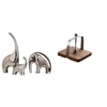 thumbnail image 1 of Figuras De Familia De Elefantes De Cerámica Con Base De Madera, Organizador De Pañuelos, Escultura Coleccionable Para El Hogar, Cocina, Oficina, Estante, Mesa De Comedor, Decoración., 1 of 8