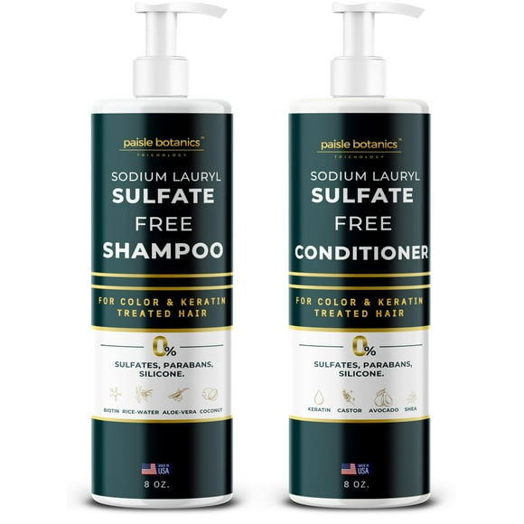 Sodium Lauryl Sulfate Free Shampoo and Conditioner Set Sulfate Free Shampoo and Conditioner For Color Treated Hair ALL NATURAL Women & Men Shampoo an
