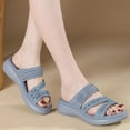 thumbnail image 2 of Women's Wedge Sandals Breathable Open Toe Slides Sandal Comfortable Open Toe Arch Support Walking Slide Shoes Blue Size 6.5, 2 of 9